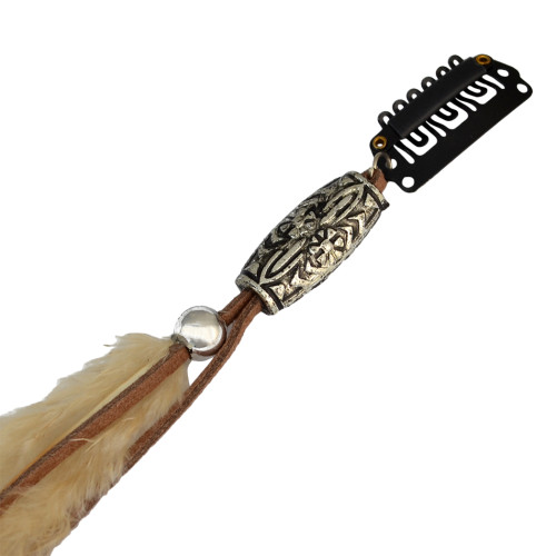 F-0389 Vintage Fashion Handmade Ethnic Tribal Leather Feather Hairband Hairpin Hair Clip