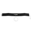 N-6730 Gothic Black Leather Silver Gold Plated Round Pendant Choker Necklace