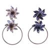 E-4028 Elegant Flower Shape Gold Plated Round Circle Drop Earrings Inlay Zircon Crystal Women Lady Jewelry