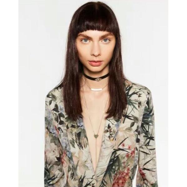 N-6731 2 Colors Fashion Style Adjustable Drop Crystal Pendant Leather Choker Velvet Alloy Necklace for Women Jewelry