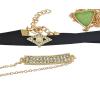 N-6731 2 Colors Fashion Style Adjustable Drop Crystal Pendant Leather Choker Velvet Alloy Necklace for Women Jewelry
