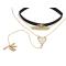 N-6731 2 Colors Fashion Style Adjustable Drop Crystal Pendant Leather Choker Velvet Alloy Necklace for Women Jewelry