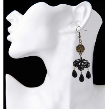 E-4029 Retro Vintage Long Drop Earrings For Women Resin Beads Lace Dangle Earring Fashion Party Jewelry