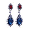 E-3284 trendy luxury royal blue crystal stone plant pendant earring rhinestone party long earrings fashion indian jewelry