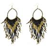 E-3565 Vintage boho gold plated bohemian beads long big statement earrings fashion jewelry