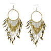 E-3565 Vintage boho gold plated bohemian beads long big statement earrings fashion jewelry