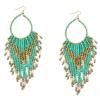 E-3565 Vintage boho gold plated bohemian beads long big statement earrings fashion jewelry