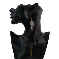 E-4031 Bohemian Brown Feather Tassel Drop Hook Earring Dangle Earrings for Women Jewelry