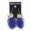 E-4034 New Fashion 5 Color Long Feather Owl Shape Fishhook Drop Dangle Earrings For Women Jewelry