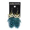 E-4034 New Fashion 5 Color Long Feather Owl Shape Fishhook Drop Dangle Earrings For Women Jewelry
