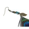 Fashion Vintage Bohemian Peacock Feather Rhinestone Tassel Dangle Long Earrings For Women Jewelry