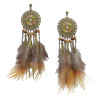 E-4043 Bohemian Brown Feather Tassel Drop Hook Earring Dangle Earrings for Women Jewelry