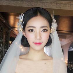 F-0395 2 Diffrent Color 1 Style Bride Hairband Bohemian Bronze Feather Pearl Flower for Women Jewelry
