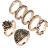 R-1386 7Pcs/set Bohemian Turkish Retro Silver Gold Alloy Inlay Rhinestone Finger Nail Midi Rings For Women Jewelry