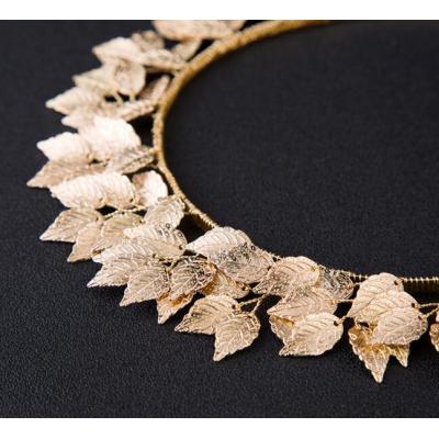 F-0397 New Shiny Alloy Copper Wire Leaves Traditional Handmade Costume Gold Plated Headwear Accessories Fashion Jewelry