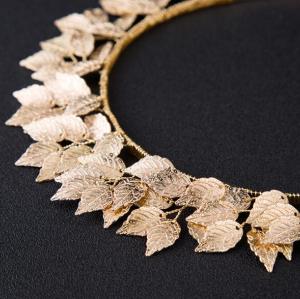 F-0397 New Shiny Alloy Copper Wire Leaves Traditional Handmade Costume Gold Plated Headwear Accessories Fashion Jewelry