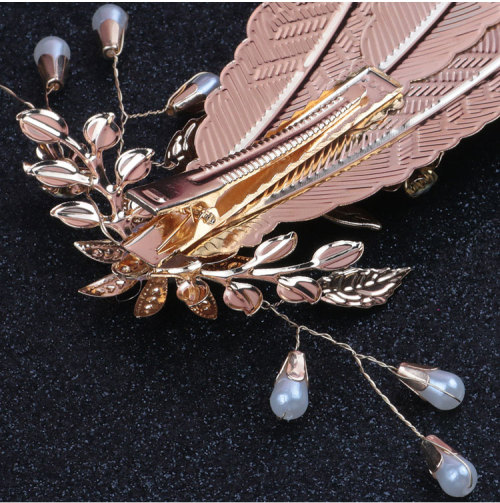 F-0398 Unique Design Fashion Gold Plated Alloy Leaf Shape Hairclip Hair Clips Hair Accessory For Women Jewelry