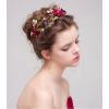 F-0396 Fashion Red Flower Gold Hairbands Wedding Tiara Pearl Headbands Bridal Hair Jewelry Accessories