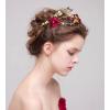 F-0396 Fashion Red Flower Gold Hairbands Wedding Tiara Pearl Headbands Bridal Hair Jewelry Accessories