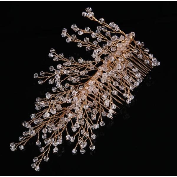 F-0400 Fashion Design Golden Plated Copper Wire Crystal Tree Shape Hairclip Hair Clips Combs For Women Hair Accessory Jewelry