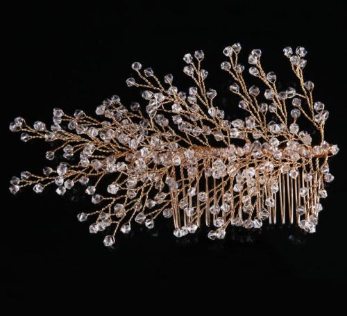 F-0400 Fashion Design Golden Plated Copper Wire Crystal Tree Shape Hairclip Hair Clips Combs For Women Hair Accessory Jewelry