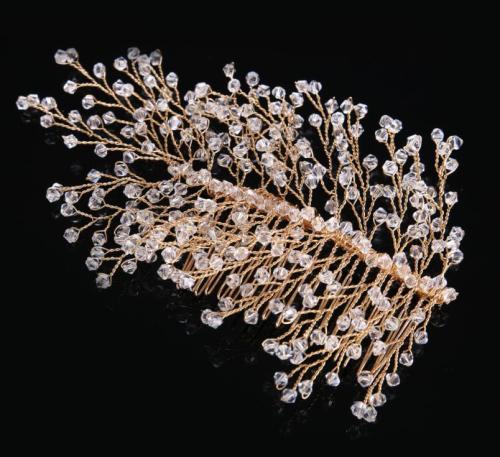 F-0400 Fashion Design Golden Plated Copper Wire Crystal Tree Shape Hairclip Hair Clips Combs For Women Hair Accessory Jewelry