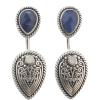 E-4042 2 colors Vintage Bronze Silver Alloy Turquoise Ear Stud Earring For Charm Women Jewelry