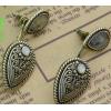 E-4042 2 colors Vintage Bronze Silver Alloy Turquoise Ear Stud Earring For Charm Women Jewelry