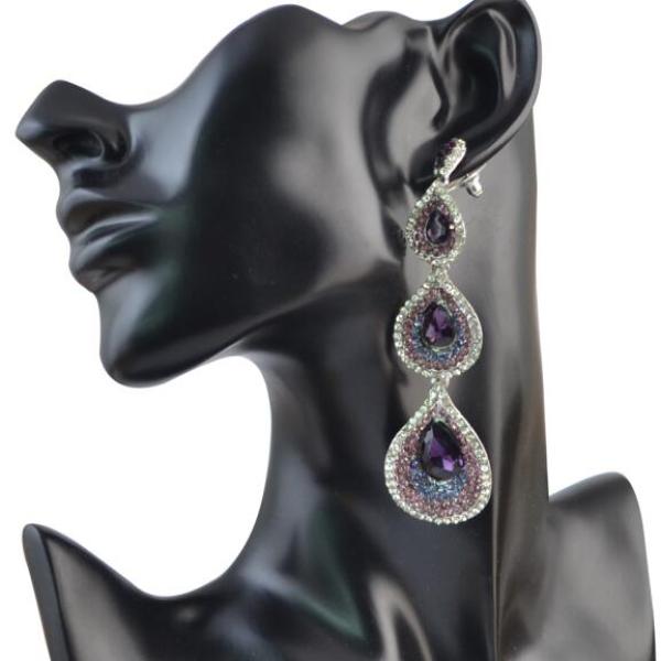 E-4052 5 Styles Bohemian Shiny Diamante Crystal Teardrop Pendant Dangle Long Earrings for Women Jewelry
