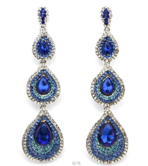 E-4052 5 Styles Bohemian Shiny Diamante Crystal Teardrop Pendant Dangle Long Earrings for Women Jewelry