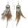 E-4056 Bohemian Jewelry Brown Feather Beads Tassels Long Drop Dangle Earrings For Women