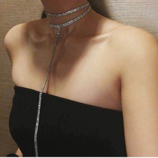 N-6742 Nightclub Super Sexy Choker Necklace Double Layer Full Rhinestones Crystal Wide Collar Necklace
