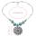 N-6738 Bohemian Antique Silver Flower Shape Pendant Necklace Fashion Turquoise Beads Necklaces Party Jewelry