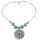 N-6738 Bohemian Antique Silver Flower Shape Pendant Necklace Fashion Turquoise Beads Necklaces Party Jewelry