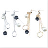 E-4054 New Fashion Korea Silver Gold Plated Faux Pearl Long Drop Earring For Women