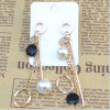 E-4054 New Fashion Korea Silver Gold Plated Faux Pearl Long Drop Earring For Women