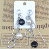 E-4054 New Fashion Korea Silver Gold Plated Faux Pearl Long Drop Earring For Women