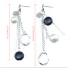 E-4054 New Fashion Korea Silver Gold Plated Faux Pearl Long Drop Earring For Women