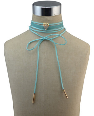 N-6743 3Pcs /Set New Fashion Triangle Shape Crystal Beads Leather Choker Necklace for Women Bohemian