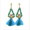 E-4058 New Fashion Bohemian Beads Tassel Crystal Long Drop Dangle Earring For Women