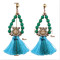 E-4058 New Fashion Bohemian Beads Tassel Crystal Long Drop Dangle Earring For Women