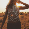 N-6745 Women Beach Silver White Imitation Pearls Beads Belly Chains Sexy Body Chains Party Jewelry