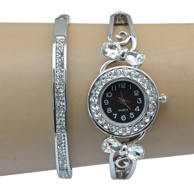 B-0845 European Watches Bangle Crystal Rhinestone Bracelet Quartz Watch Casual Wristwatch for Women & Man Jewelry