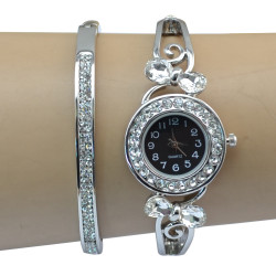 B-0845 European Watches Bangle Crystal Rhinestone Bracelet Quartz Watch Casual Wristwatch for Women & Man Jewelry