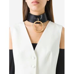 N-6760 New Arriva Gothic Leather Gold Plated Round Pendant Choker Necklace For Women