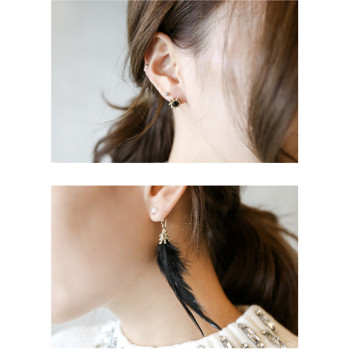 E-4068 New Arrival Irregular Fashion Women Bohemian Feather Tassel Long Drop Dangle Earring Party Earring Jewelry