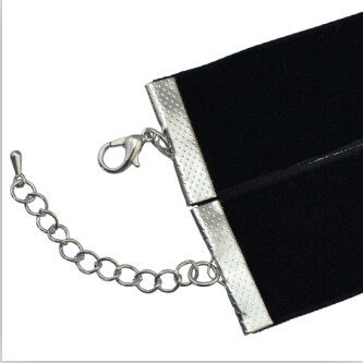 N-6756 Gothic Jewelry Women Velvet Double Round Crystal Choker Necklace Adjustable Boho Short Necklaces
