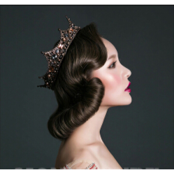 F-0402 Vintage Luxurious Handmade Shiny Hair Clip Crystal Pearl King Queen Crown Accessories