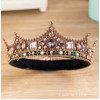 F-0402 Vintage Luxurious Handmade Shiny Hair Clip Crystal Pearl King Queen Crown Accessories