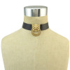 N-6757 Gothic Bohemian Black Leather Choker Necklace Adjustable Gold Silver Alloy Necklaces For Women